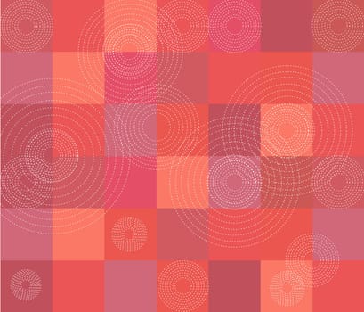 Red quilt pattern with circles.