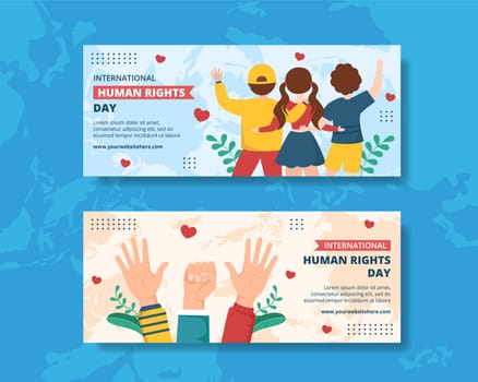International Human Rights Day Horizontal Banner Template Hand Drawn Cartoon Flat Illustration