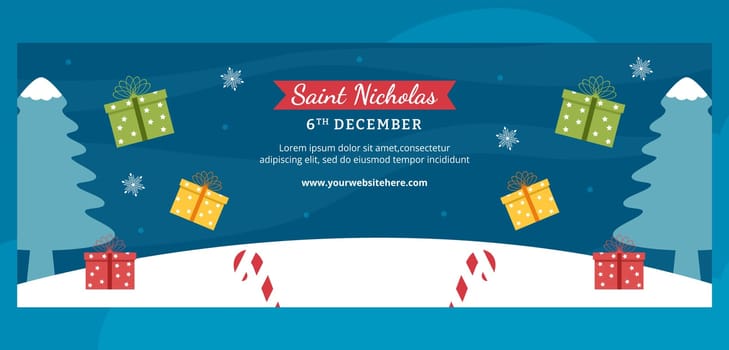 Saint Nicholas Day or Sinterklaas Cover Template Hand Drawn Cartoon Flat Illustration