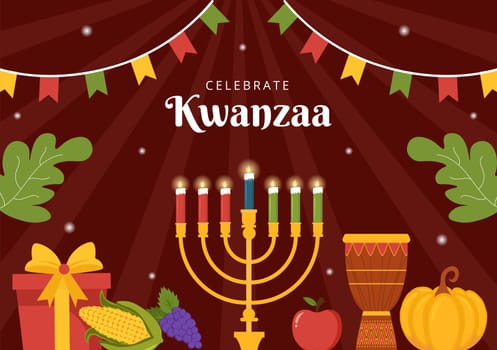 Happy Kwanzaa Holiday African Background Template Hand Drawn Cartoon Flat Illustration