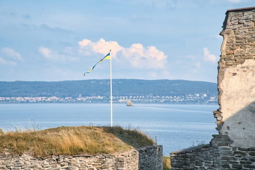 Visingsborg Castle in Sweden on the island of Visingsö in Lake Vätterm. Ruin from the Middle Ages from the Swedish king. Landscape photo