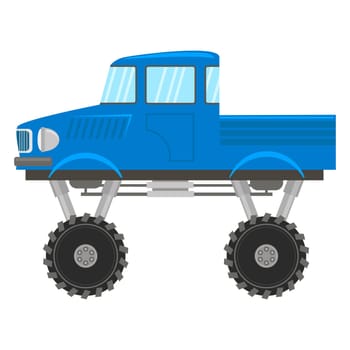 Blue Monster Truck Icon Isolated on White Background.