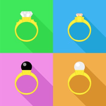 Gold Yellow Ring with Diamond Isolated on Colored Background.