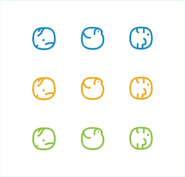 Set of  stylized animal  icons: bird, whale and elephant