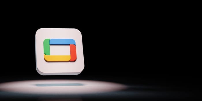 Google TV Logo 3D Symbol Shape Spotlighted on Black Background with Copy Space 3D Illustration