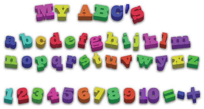 Multicolor 123 ABD Alphabet Fridge Magnets Vector Illustration