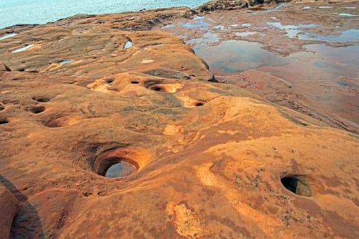 Unusual Eroded Sandstone on the Bay of Fundy in Nova Scotia