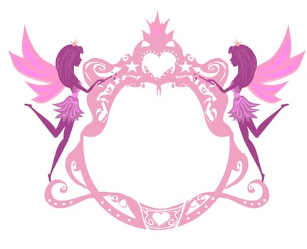 Beautiful flying fairies - pink decorative frame with space for your text