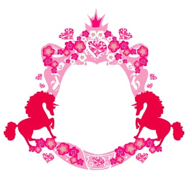 decorative girlish frame with unicorns