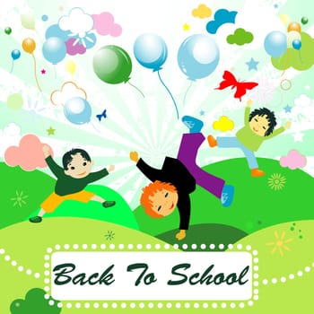 back to school   joyful design with children playing