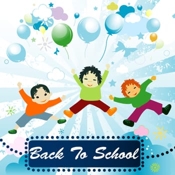 back to school   joyful design with children playing