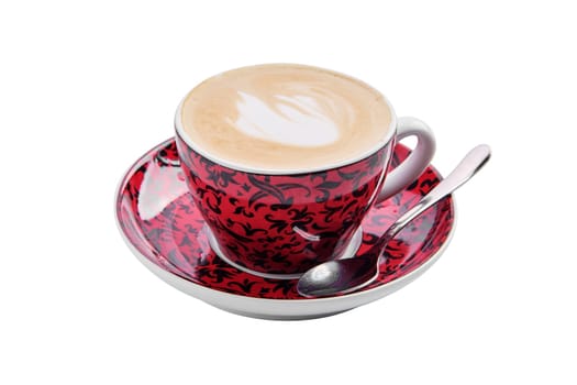 Cup with cappuccino isolated on white background