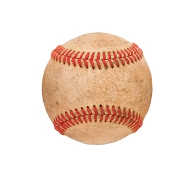 Single Slightly Worn Baseball Isolated on White Background.
