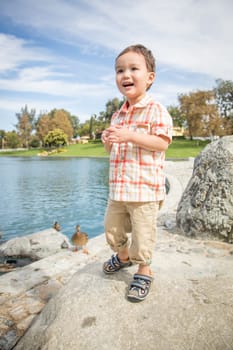 Young Chinese and Caucasian Boy Having Fun at the Park.