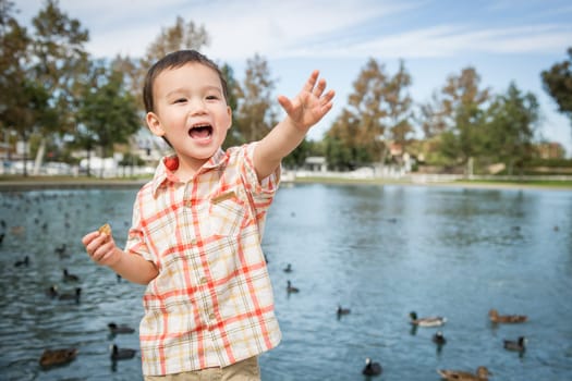 Young Chinese and Caucasian Boy Having Fun at the Park.