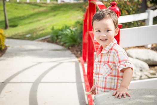 Young Chinese and Caucasian Boy Having Fun at the Park.