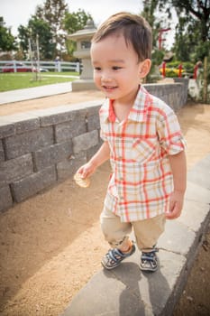 Young Chinese and Caucasian Boy Having Fun at the Park.