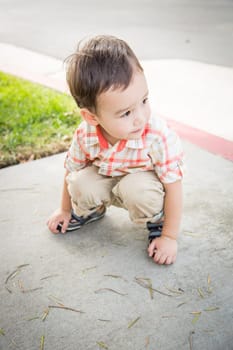 Young Chinese and Caucasian Boy Having Fun at the Park.