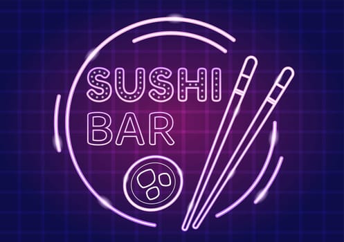 Sushi Bar Japan Asian Food or Restaurant of Sashimi and Rolls for Eating with Soy Sauce and Wasabi in Template Hand Drawn Cartoon Flat Illustration