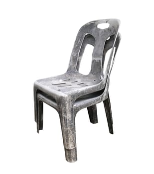 Old plastic chair isolated on white background