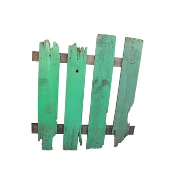 Old wooden fence isolated on white background