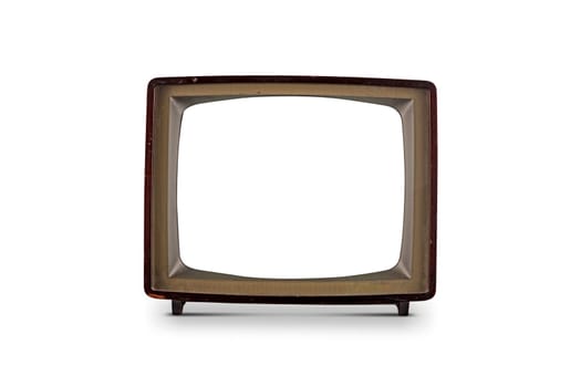 old tv on white background isolated