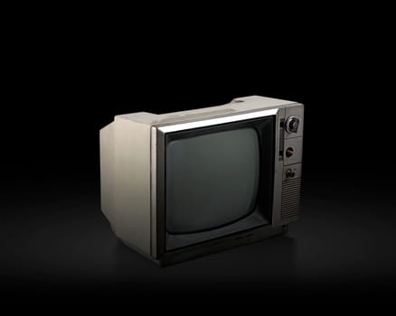 retro old television on black background