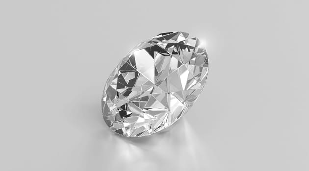 Shiny brilliant diamond placed on gray background. 3D render