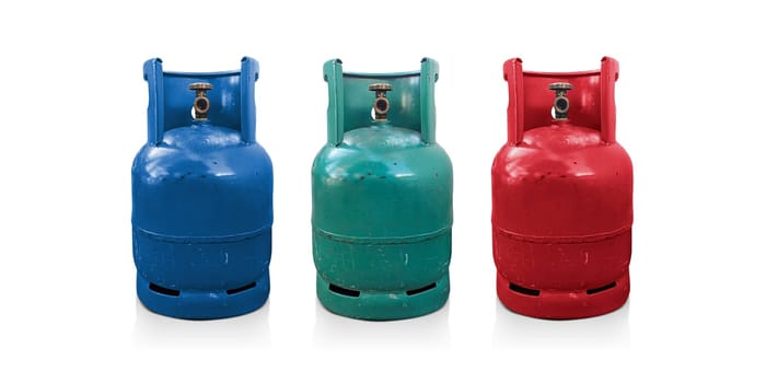 Old gas tanks isolated on white background