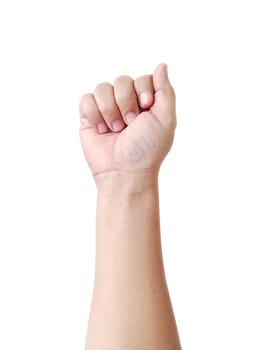 isolated human hand on white background