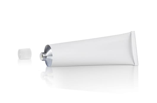 open blank white tube isolated on a white background