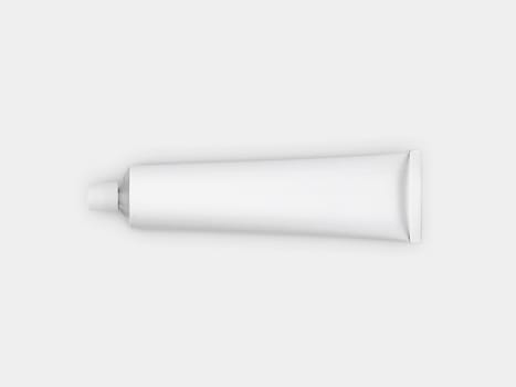 Top view, white tube with on a white background