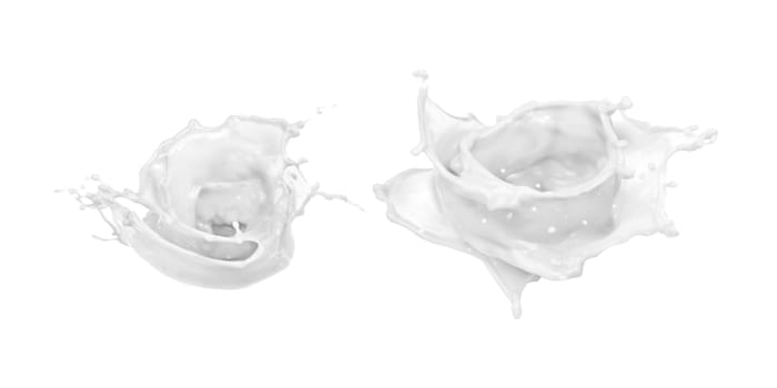 isolated milk drops and splashes on white background