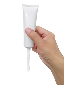 white tube with ointment isolated on a white background