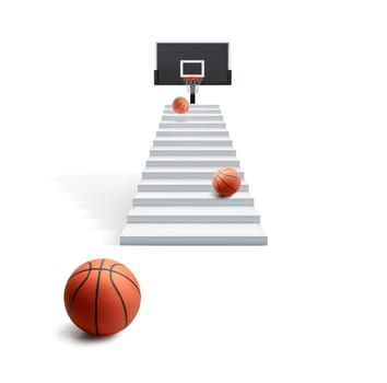 Basketball balls for sports and games. vision concept successful. 3d render
