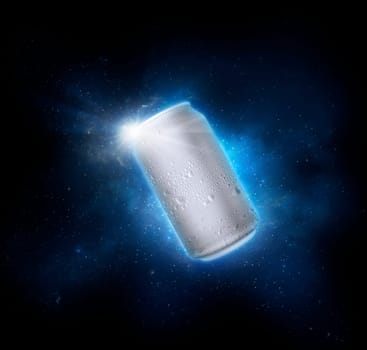 aluminum cans with water droplets. the drink quench thirst concept