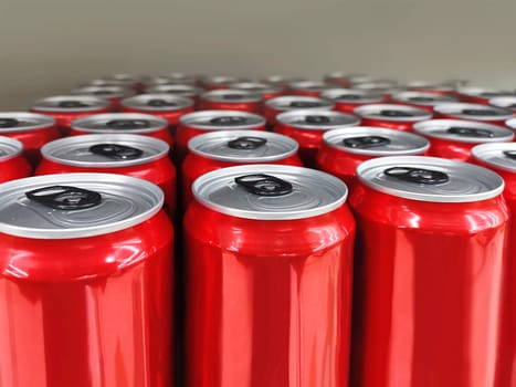 Cover aluminum cans. Aluminum cans. Top view. Aluminum cans in the market