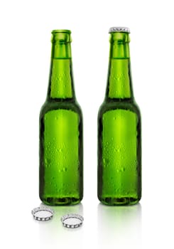 green beer bottle with dropper