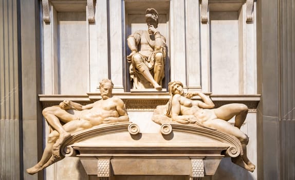 Florence, Italy - circa July 2021. Medici Chapels interior - Cappelle Medicee. Michelangelo Renaissance art.