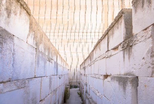 Labyrinth perspective for concept of claustrophobia and claustrophobic people