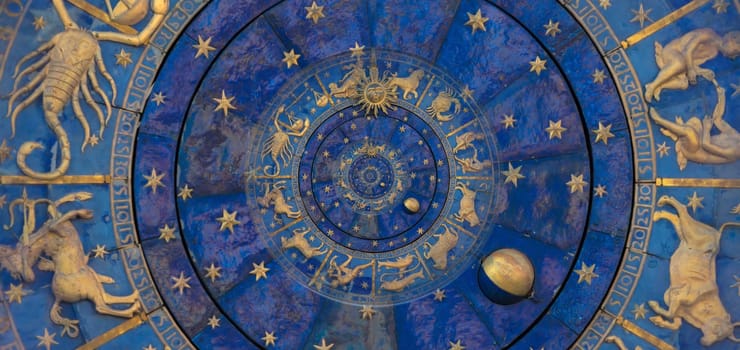 Astrology and alchemy sign background illustration - blue