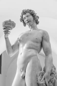 Florence, Italy - Circa June 2021: Bacchus by Michelangelo Buonarroti, 1501. Ancient sculpture made of white marble