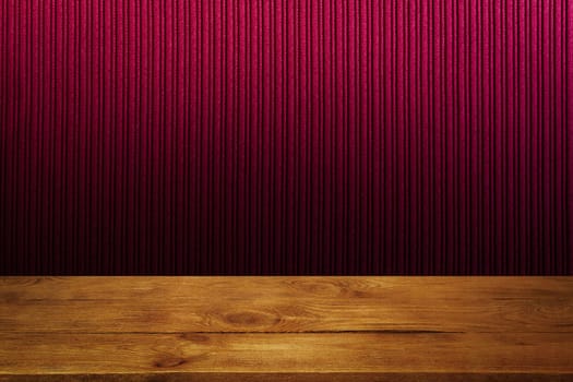The background is blank wooden boards and a textured striped wall with gradient lighting and vignetting. For product demonstrations, free space, layout, mockup, perspective board, background board.