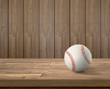 Baseball ball on wooden background