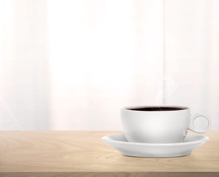 Cup of coffee on a wooden table
