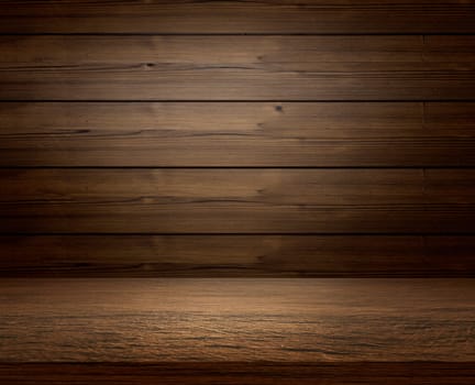 Empty wooden table for displaying product illustrations