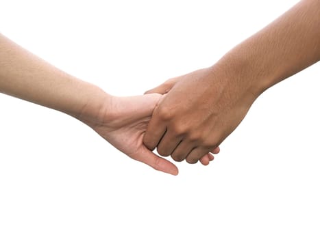 Image of a couple holding hands on a white background