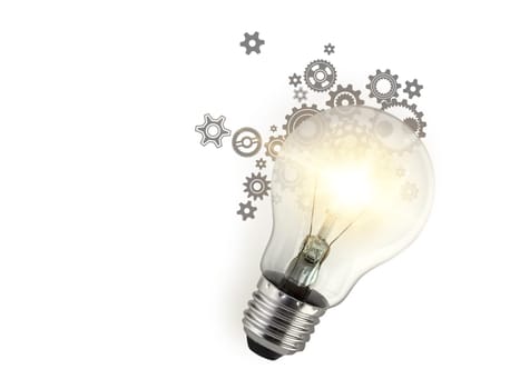 Light bulb in, new ideas with innovative technology and creativity. creative idea with sparkling light bulbs