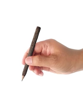 Isolated pencil in hand on a white background