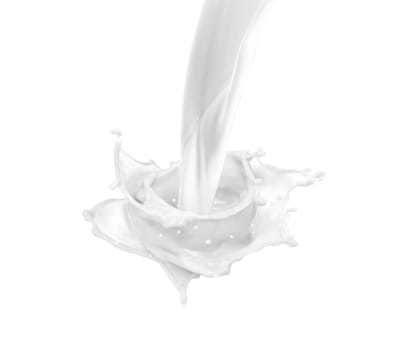 isolated milk drops and splashes on white background